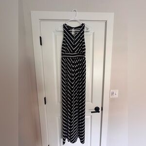 INC International Concepts Black and White Halter Sheath Maxi Dress